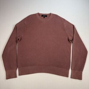 Rag & Bone Knit Sweater Men's 2XL Dusty Pink 100% Cotton Crew Neck Logo